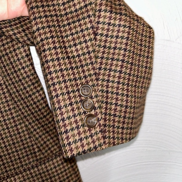 Chaps Ralph Lauren Mens Blazer Dark Brown Check 100% Wool Jacket Sport Coat 44T - Picture 2 of 7